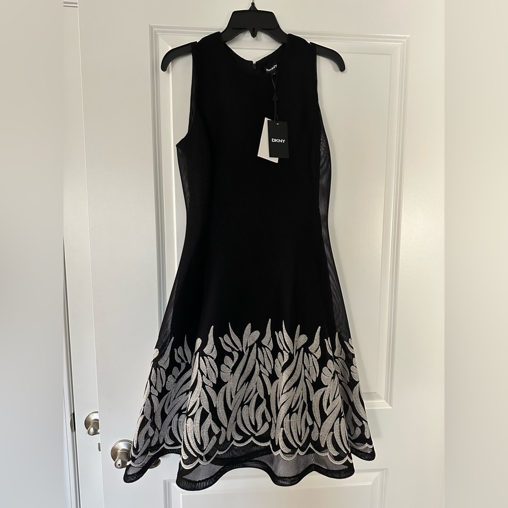 DKNY Elegant Black and White Dress